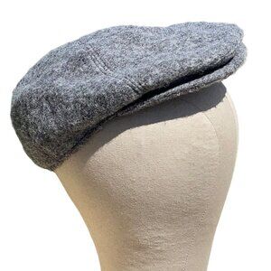 Dondup Marled Gray Wool/Viscose Flat Cap or Newsboy Hat, Made In Italy